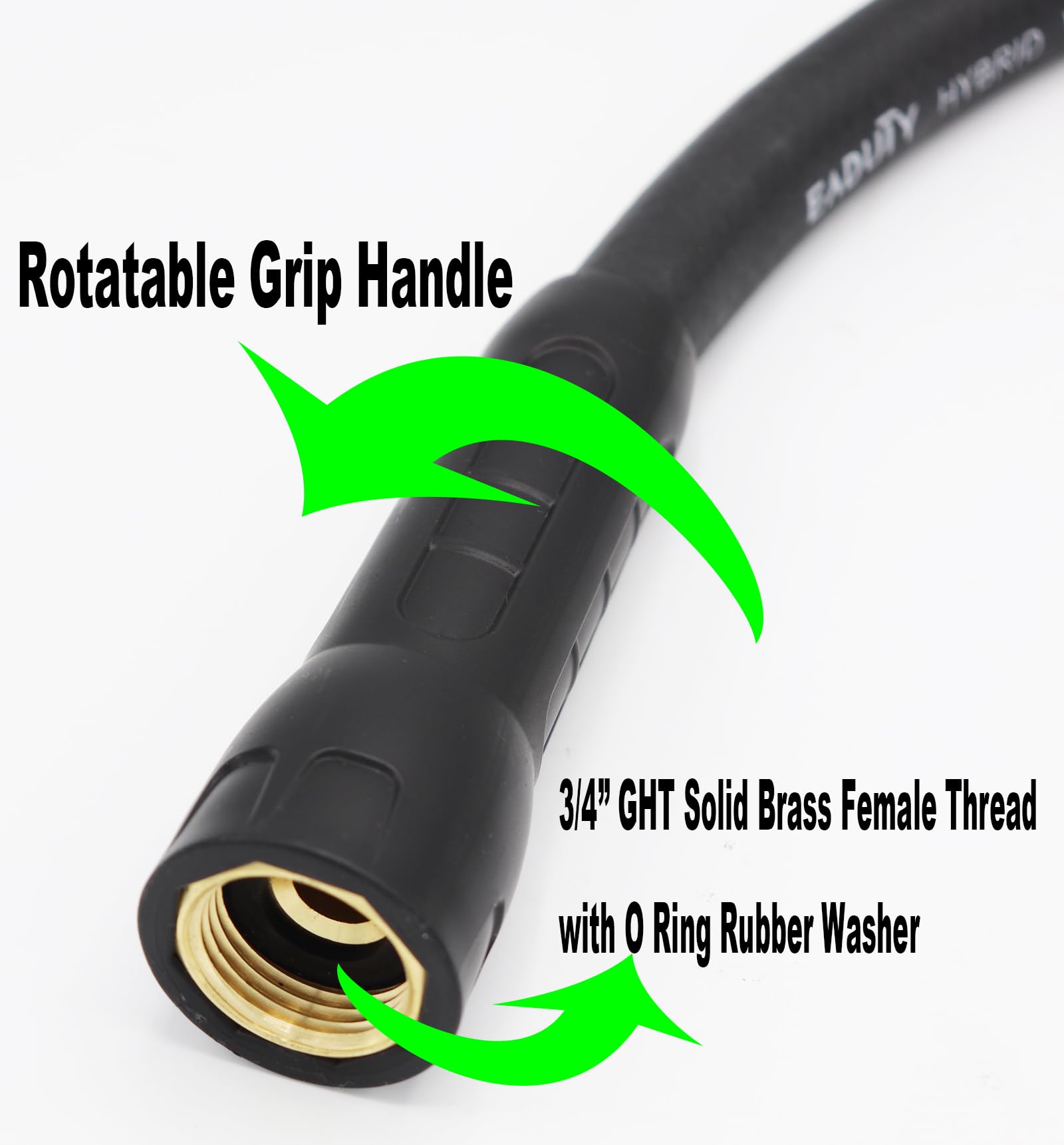 EADUTY Hybrid Garden Hose solid brass fittings close-up