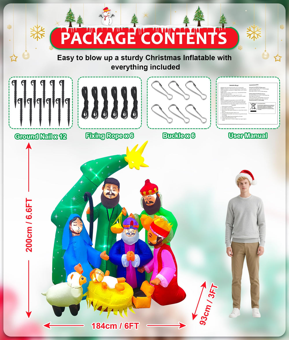 EAONE Inflatable Nativity Scene side view with Wise Men