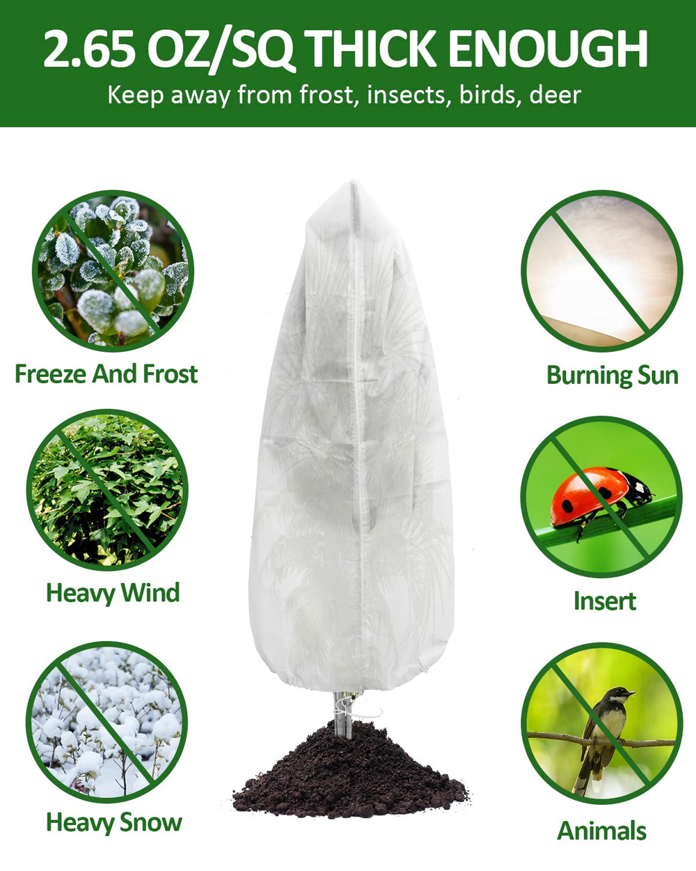 EAONE Plant Covers 47x71 inches displayed on multiple plants