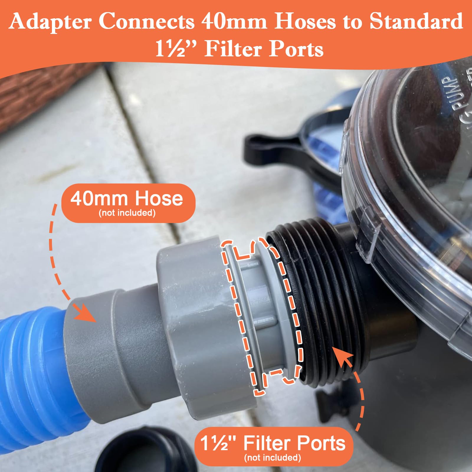 EAORBD 4560 Pool Hose Adapter Kit components laid out