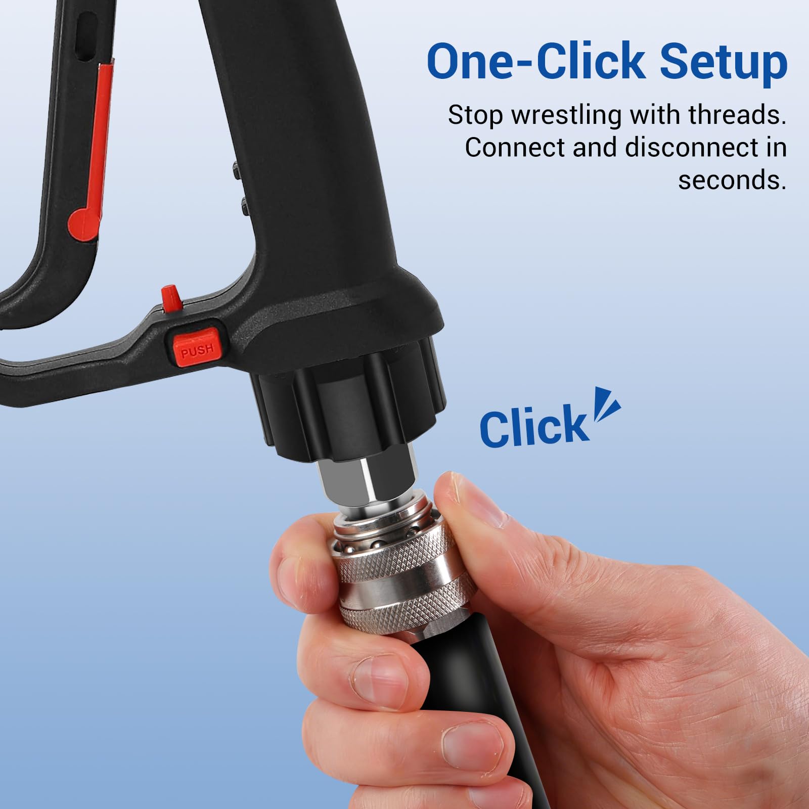 EARLEAS Pressure Washer Quick Connect Kit displayed on a workbench
