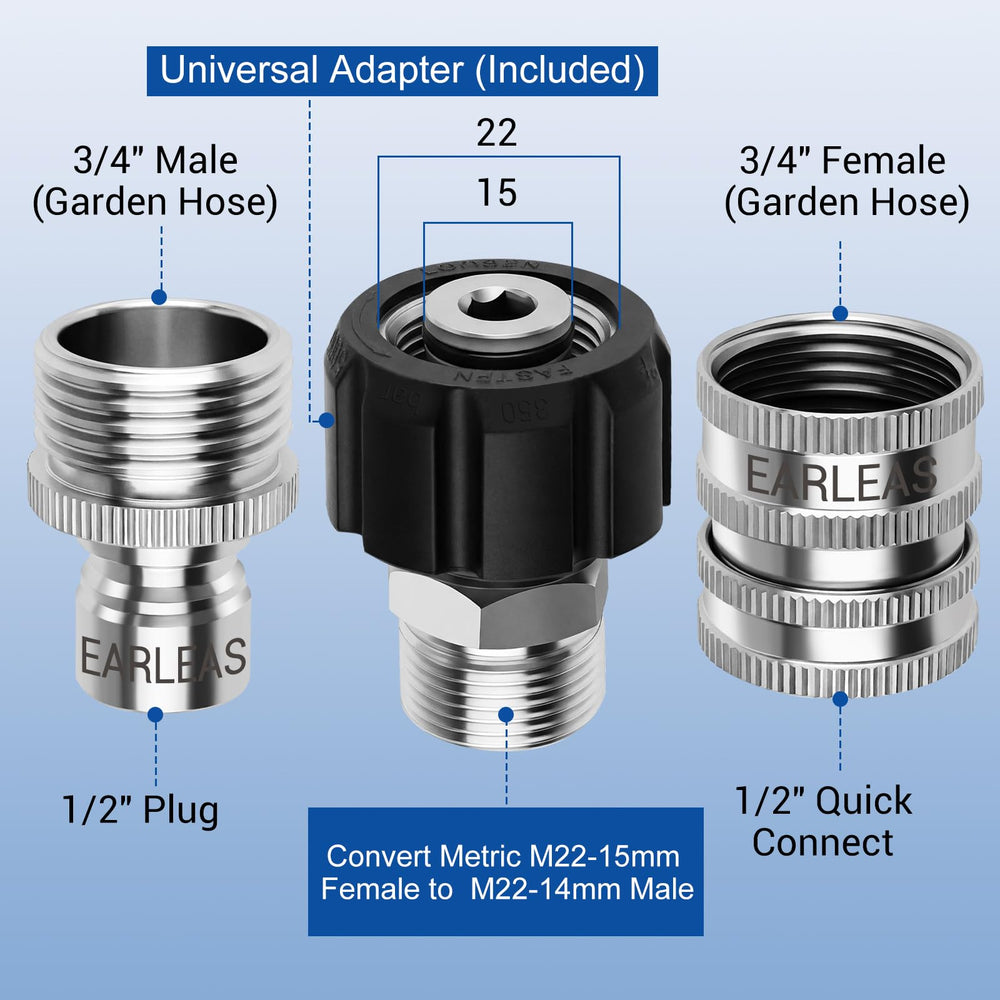 EARLEAS Pressure Washer Quick Connect Kit installation guide illustration