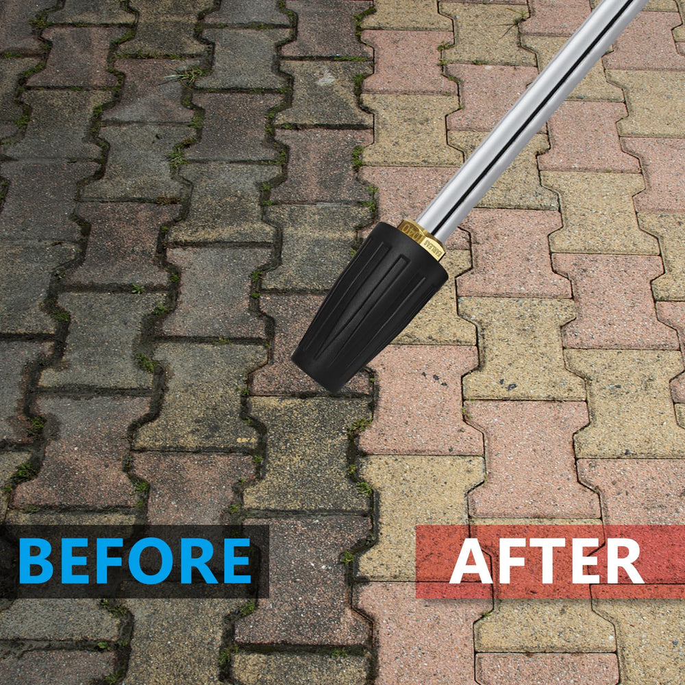 EARLEAS Turbo Pressure Washer Nozzle connected to a pressure washer wand