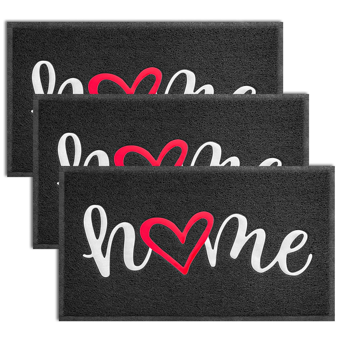 EARTHALL Doormat 3-Pack, Black, front view
