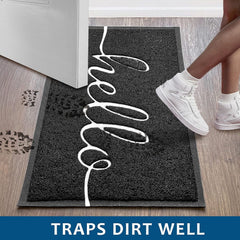 EARTHALL Hello Doormat close-up of PVC silk loops