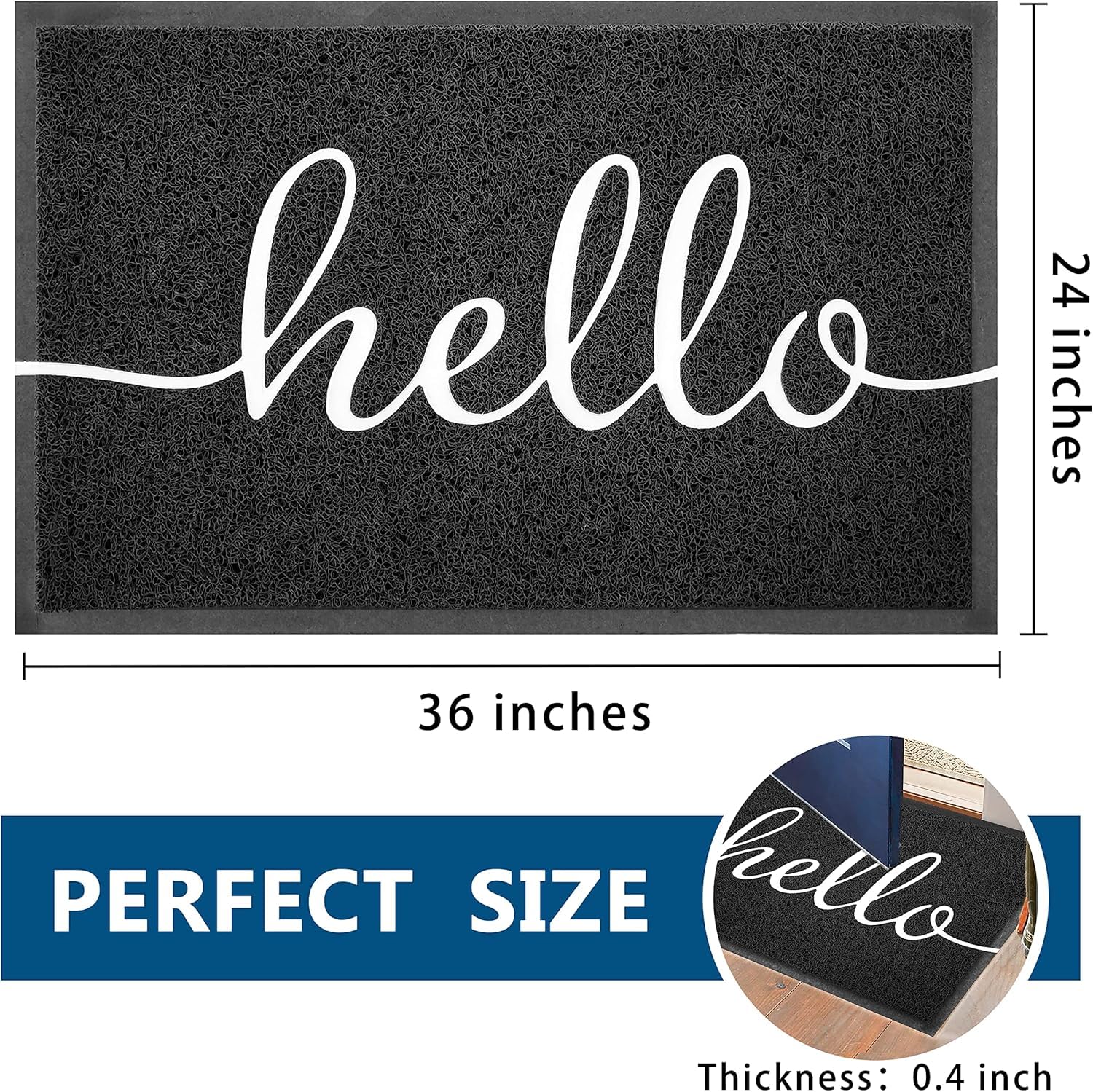 EARTHALL Hello Doormat in entryway, capturing dirt