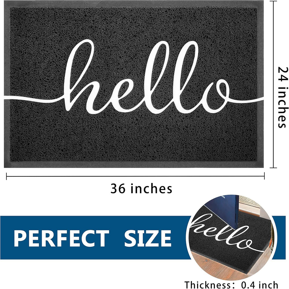EARTHALL Hello Doormat in entryway, capturing dirt