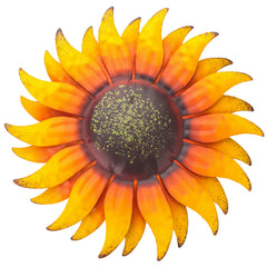EASICUTI Sunflower Metal Wall Art front view, bright yellow finish