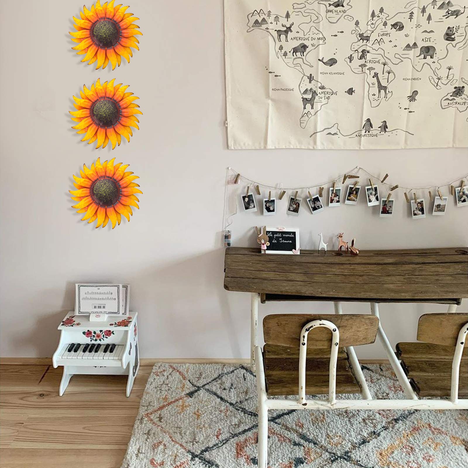 EASICUTI Sunflower Metal Wall Art in a bathroom setting