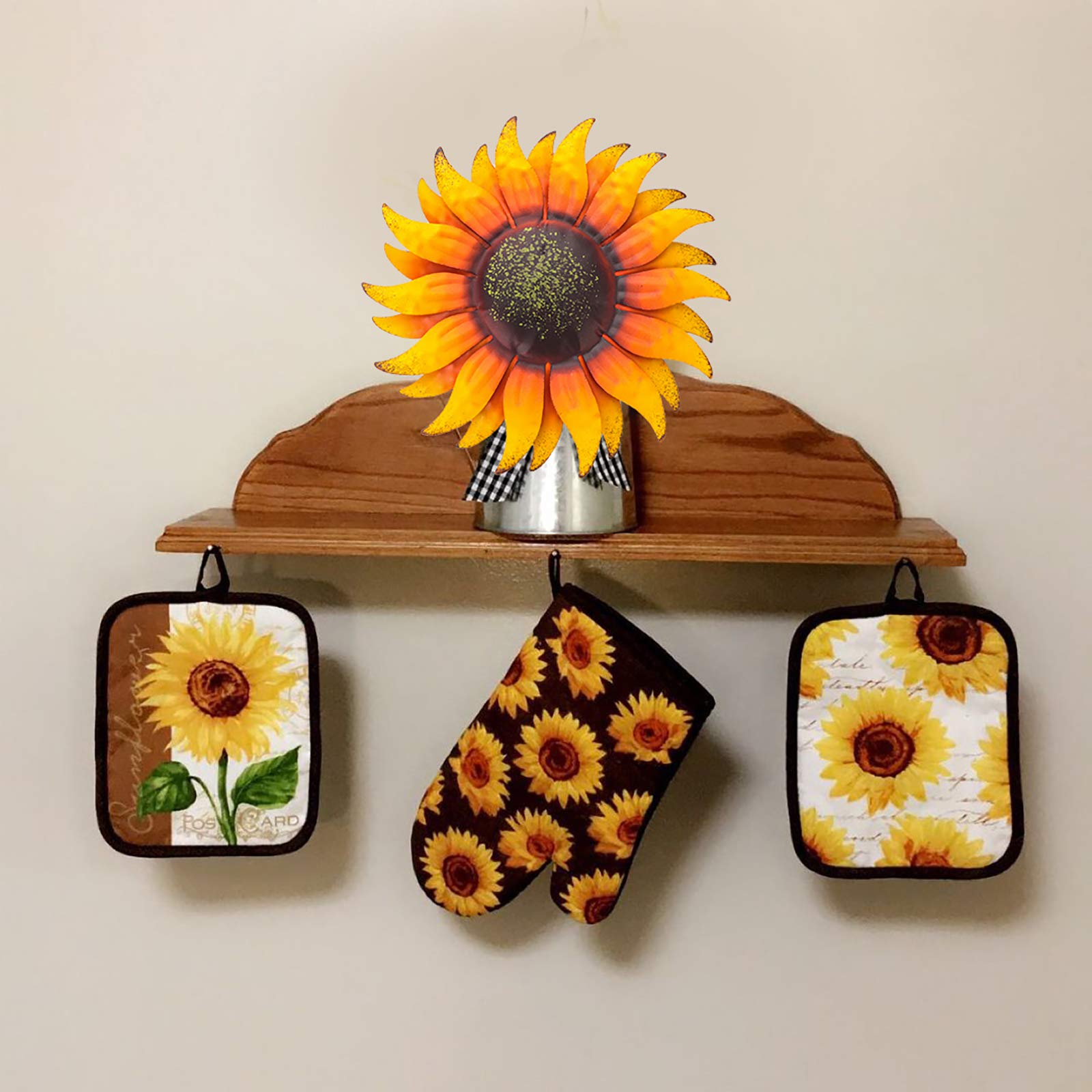 EASICUTI Sunflower Metal Wall Art on a porch wall