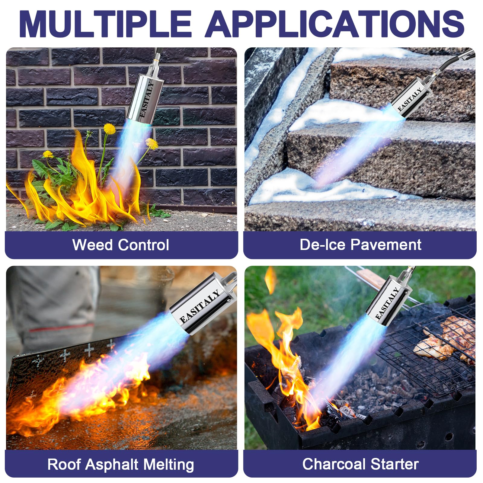 EASITALY Propane Torch Weed Burner Kit showcasing dual scene modes