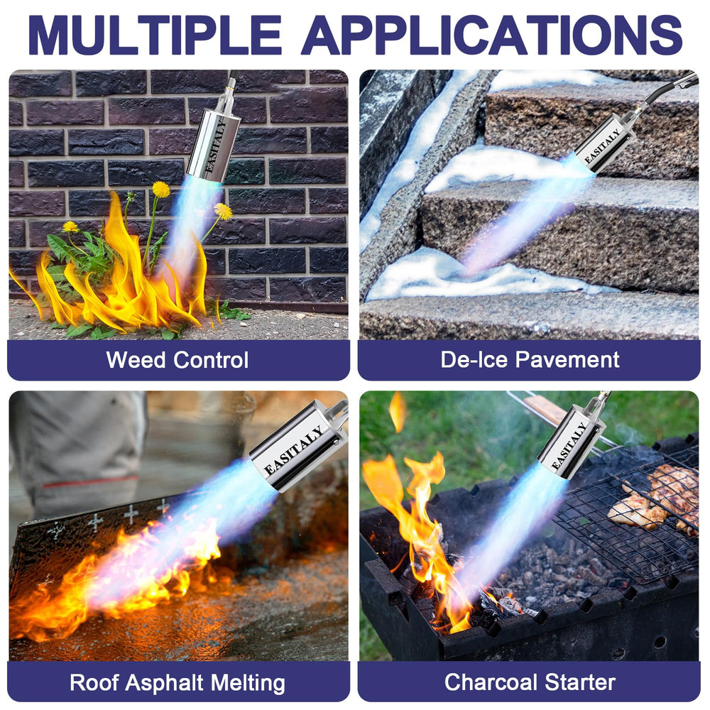 EASITALY Propane Torch Weed Burner Kit showcasing dual scene modes