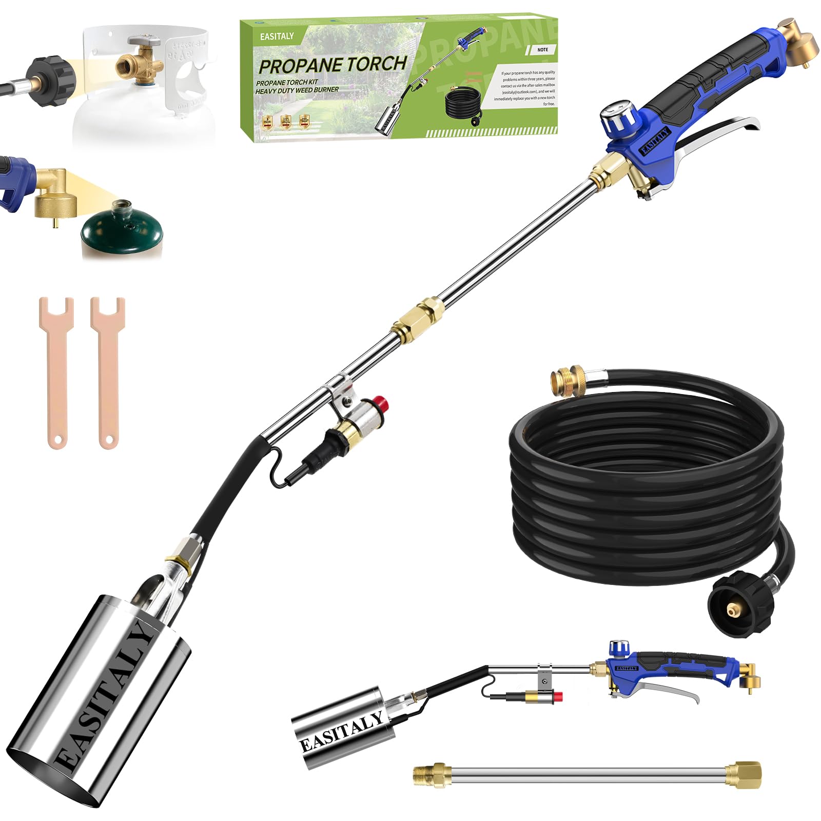 EASITALY Propane Torch Weed Burner Kit with 12.5FT hose