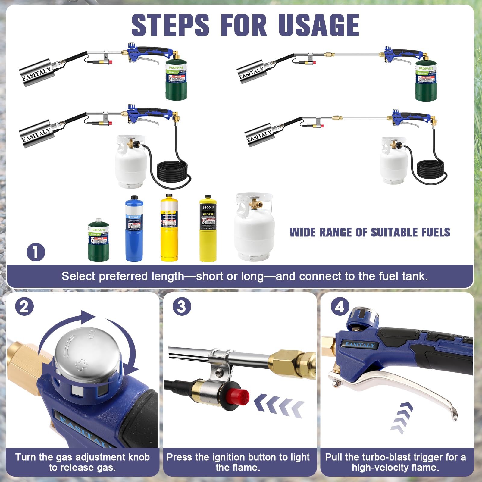 EASITALY propane torch with 12.5FT flexible hose