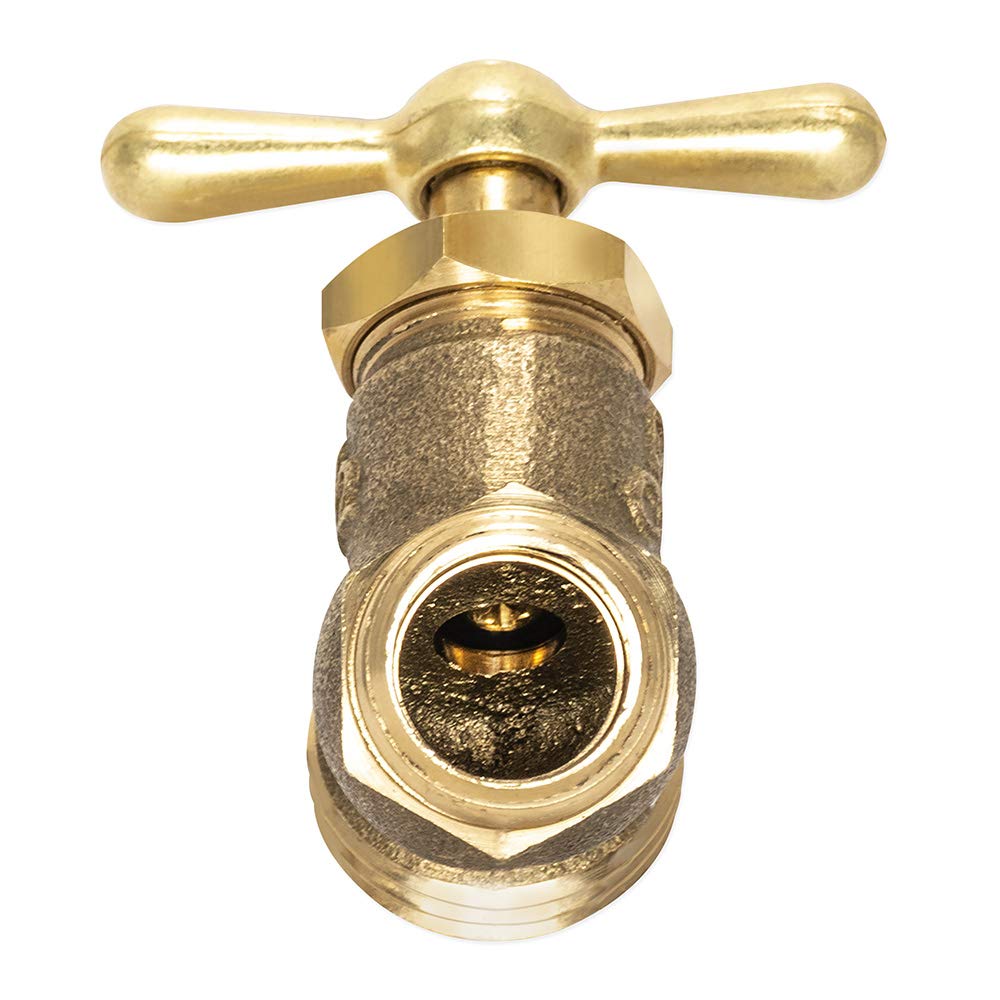Eastman Male No-Kink Hose Bibb with a standard garden hose attached