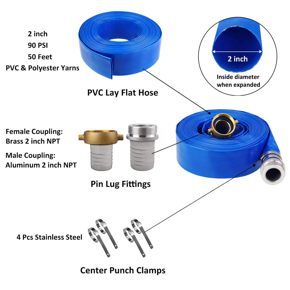 Eastrans 50-foot pool discharge hose in blue colour