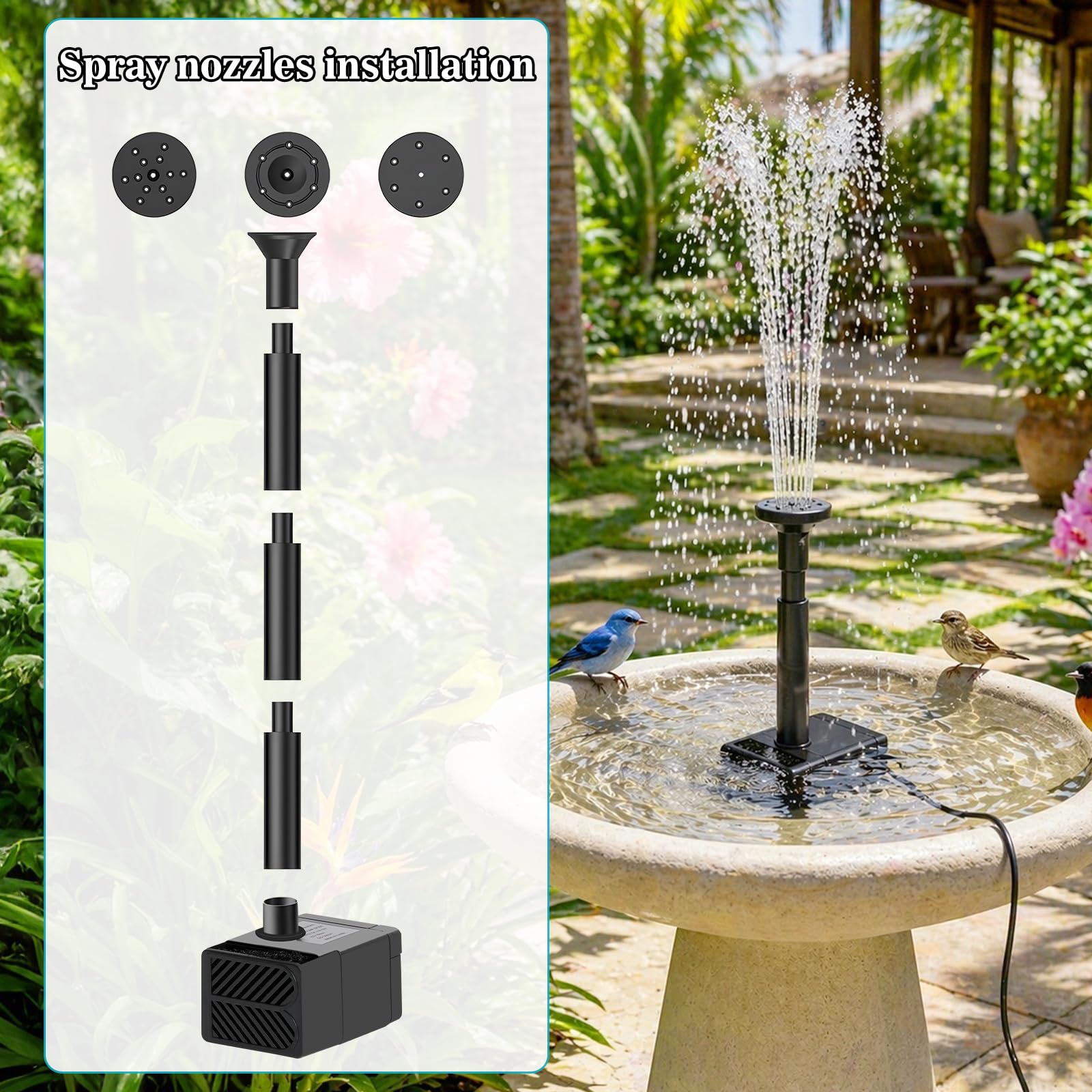 Easy assembly of DDcafor Solar Water Fountain components