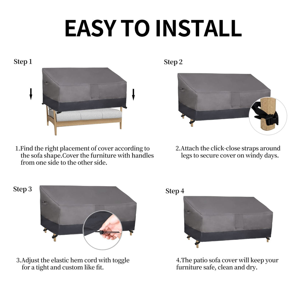 Easy-Going Couch Cover with pad handles for easy installation
