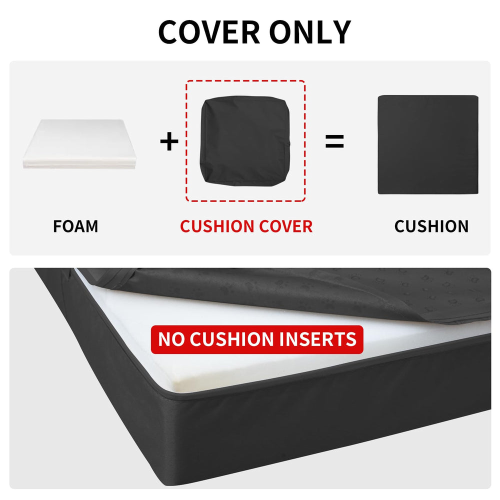Easy-Going cushion cover pack displayed with dimensions