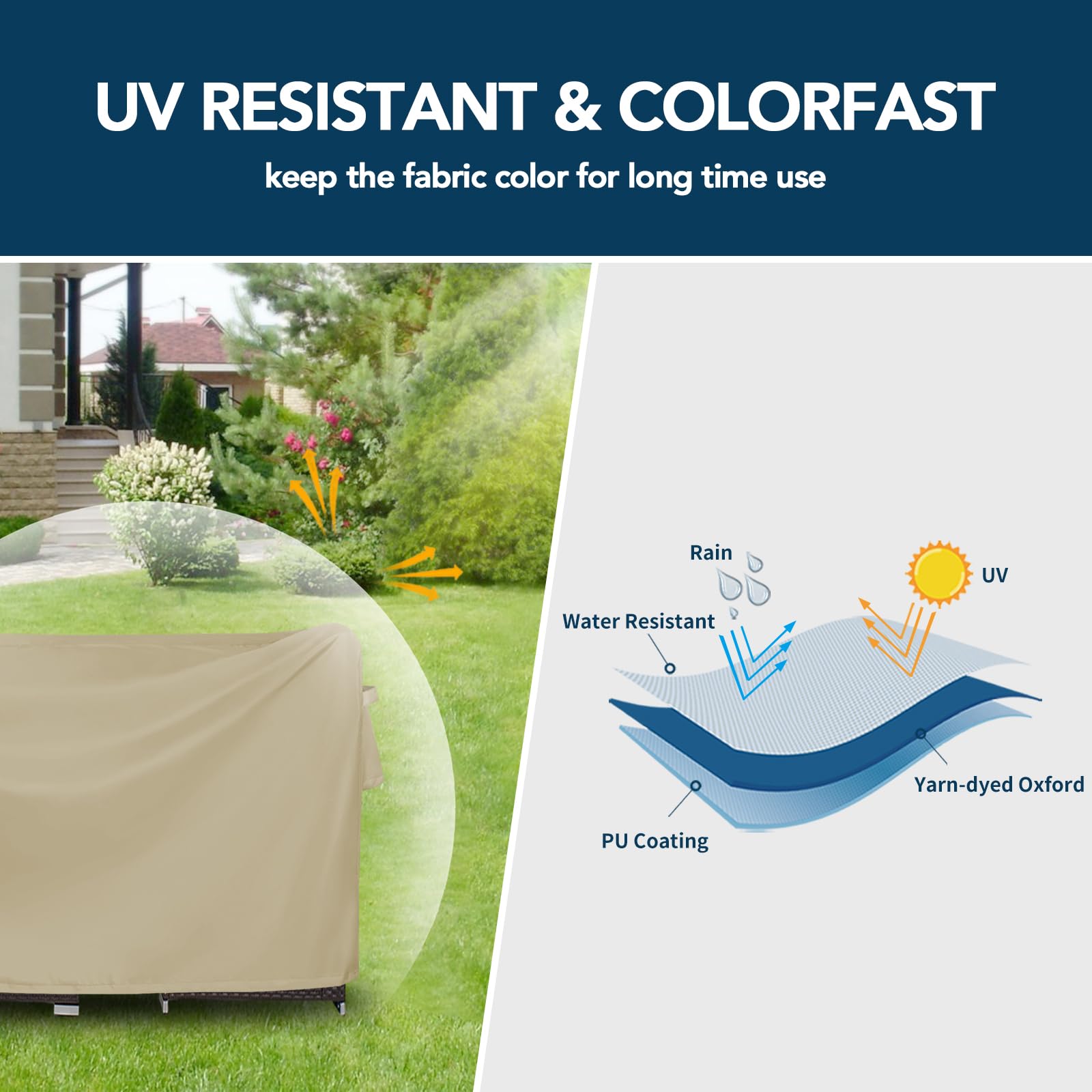 Easy-Going furniture cover on outdoor sectional sofa set