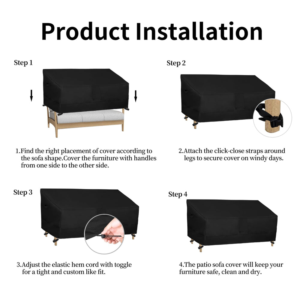 Easy-Going Heavy Duty Outdoor Bench Cover black on outdoor furniture