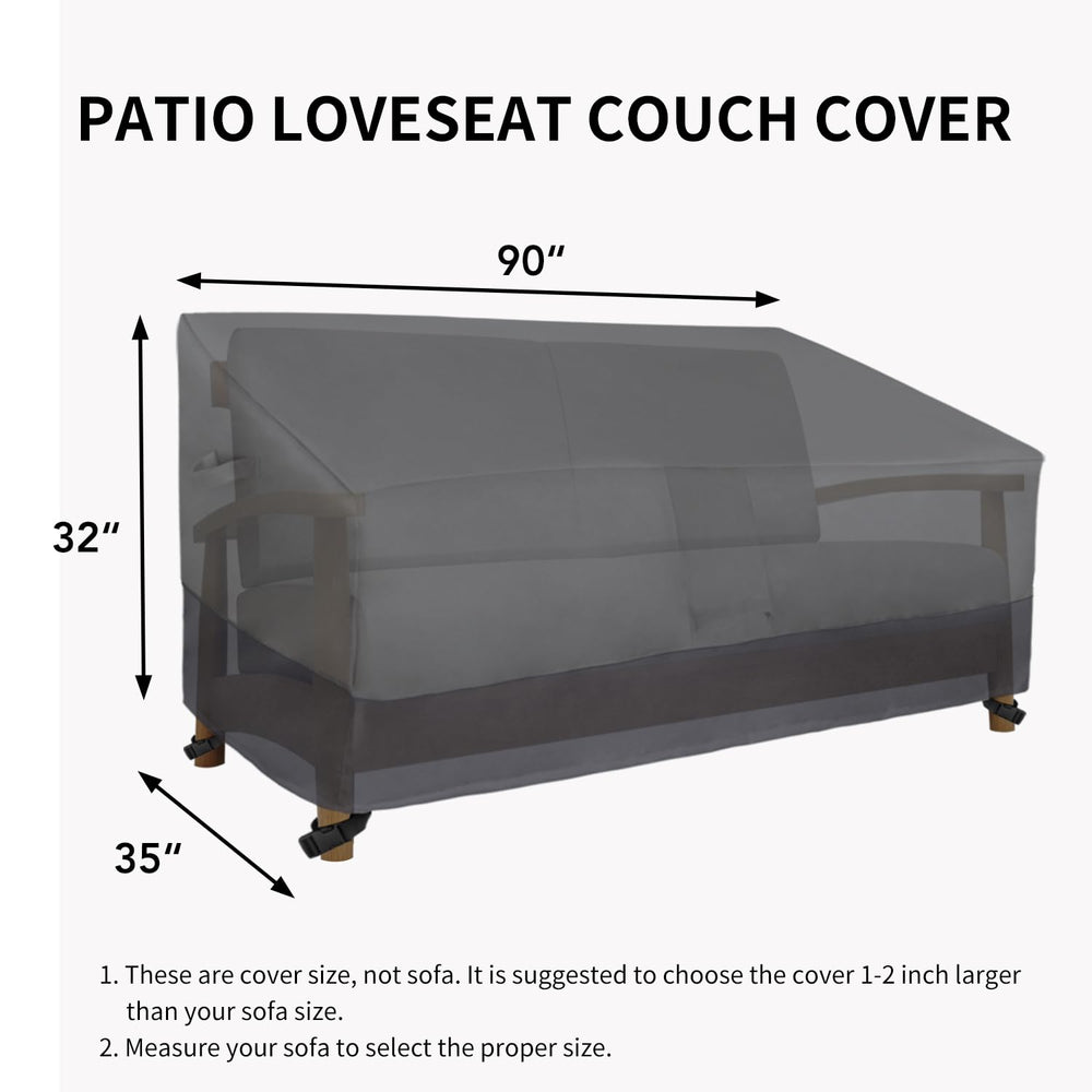 Easy-Going Heavy Duty Outdoor Loveseat Cover in use on a patio