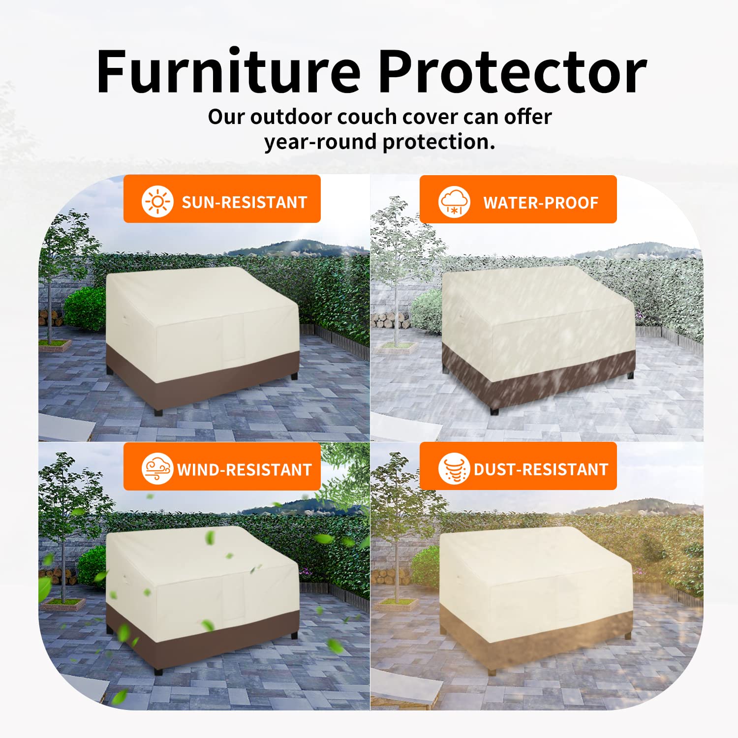 Easy-Going Heavy Duty Outdoor Loveseat Cover in use on outdoor loveseat