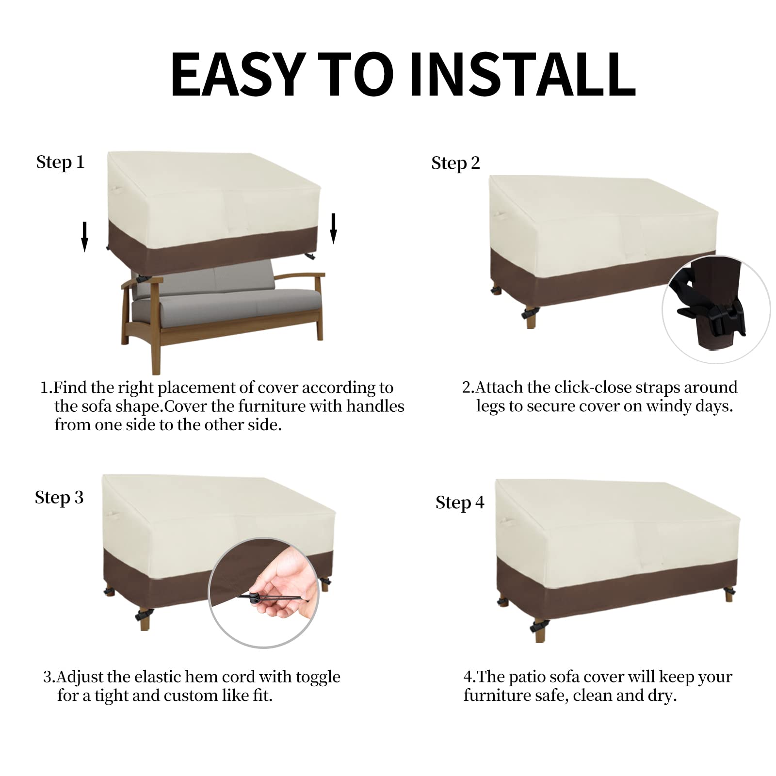 Easy-Going Heavy Duty Outdoor Loveseat Cover showing waterproof feature