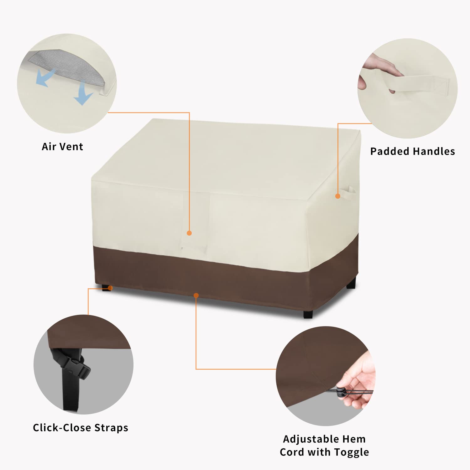 Easy-Going Heavy Duty Outdoor Loveseat Cover with elastic hem cord