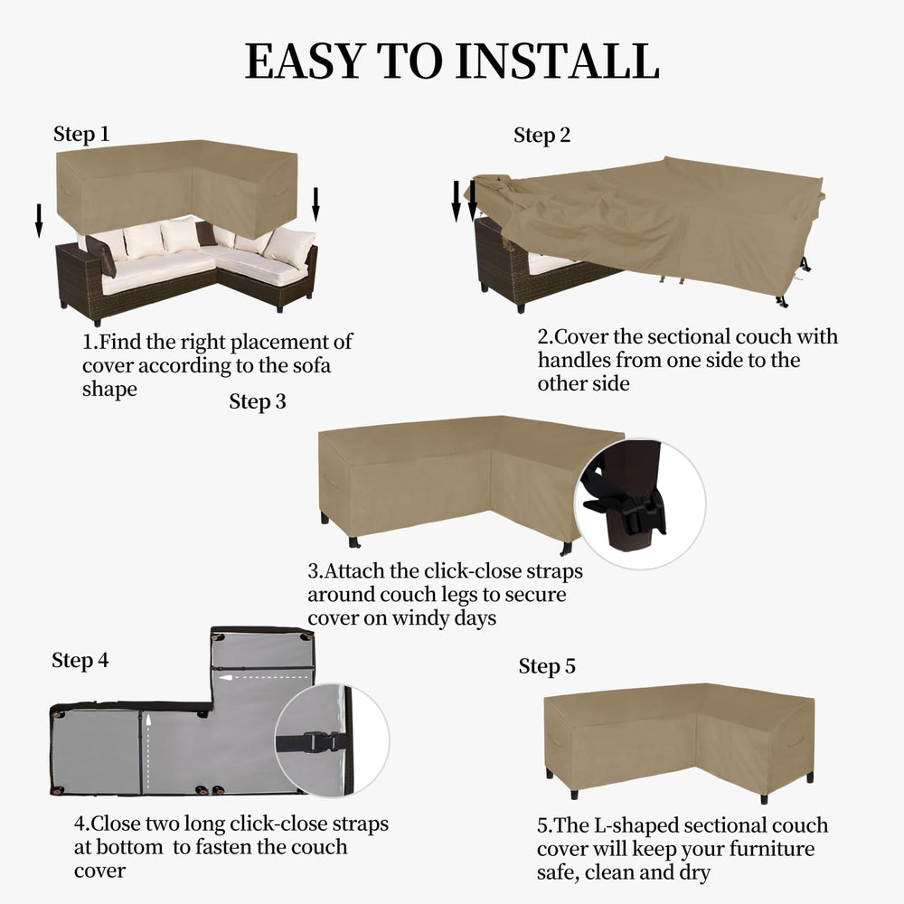 Easy-Going L-Shaped Sectional Sofa Cover 85"x58" Camel close-up of material
