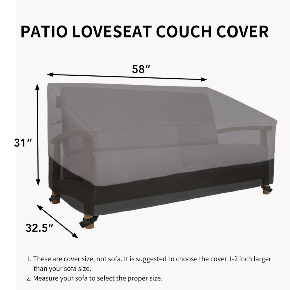 Easy-Going Loveseat Cover dimensions 58Wx32.5Dx31H inches