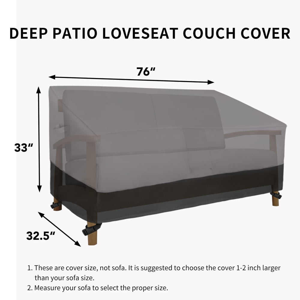 Easy-Going Loveseat Cover dimensions displayed on packaging