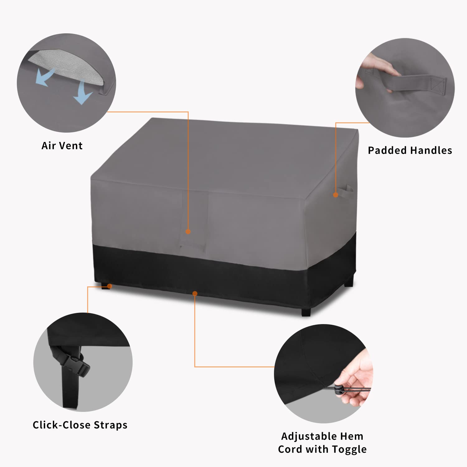 Easy-Going Loveseat Cover featuring air vent for condensation reduction