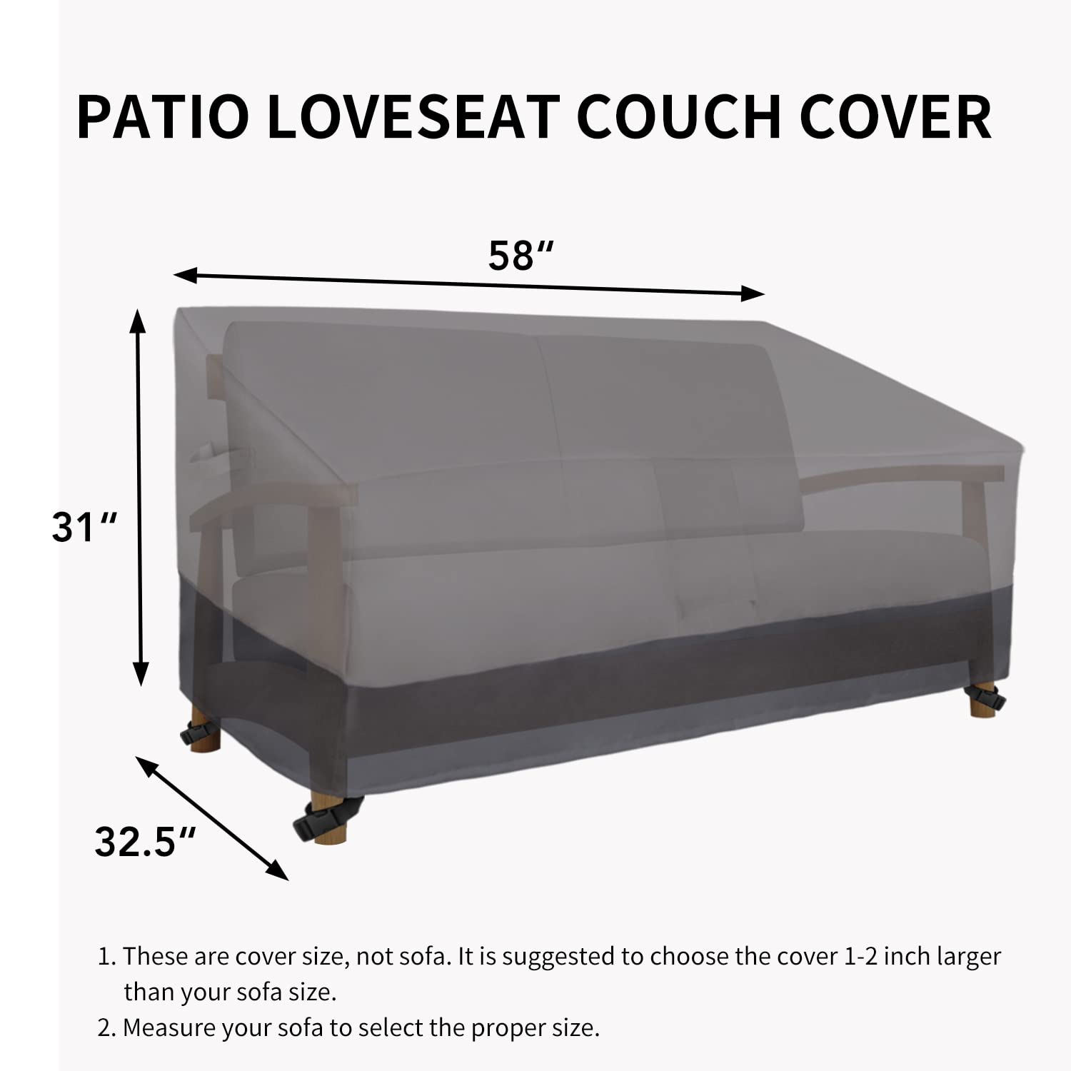 Easy-Going Loveseat Cover in grey colour on outdoor furniture