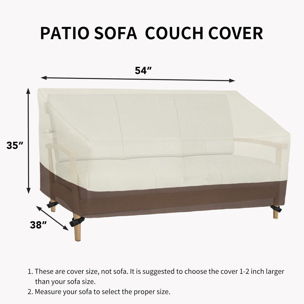 Easy-Going Loveseat Cover installed on outdoor loveseat