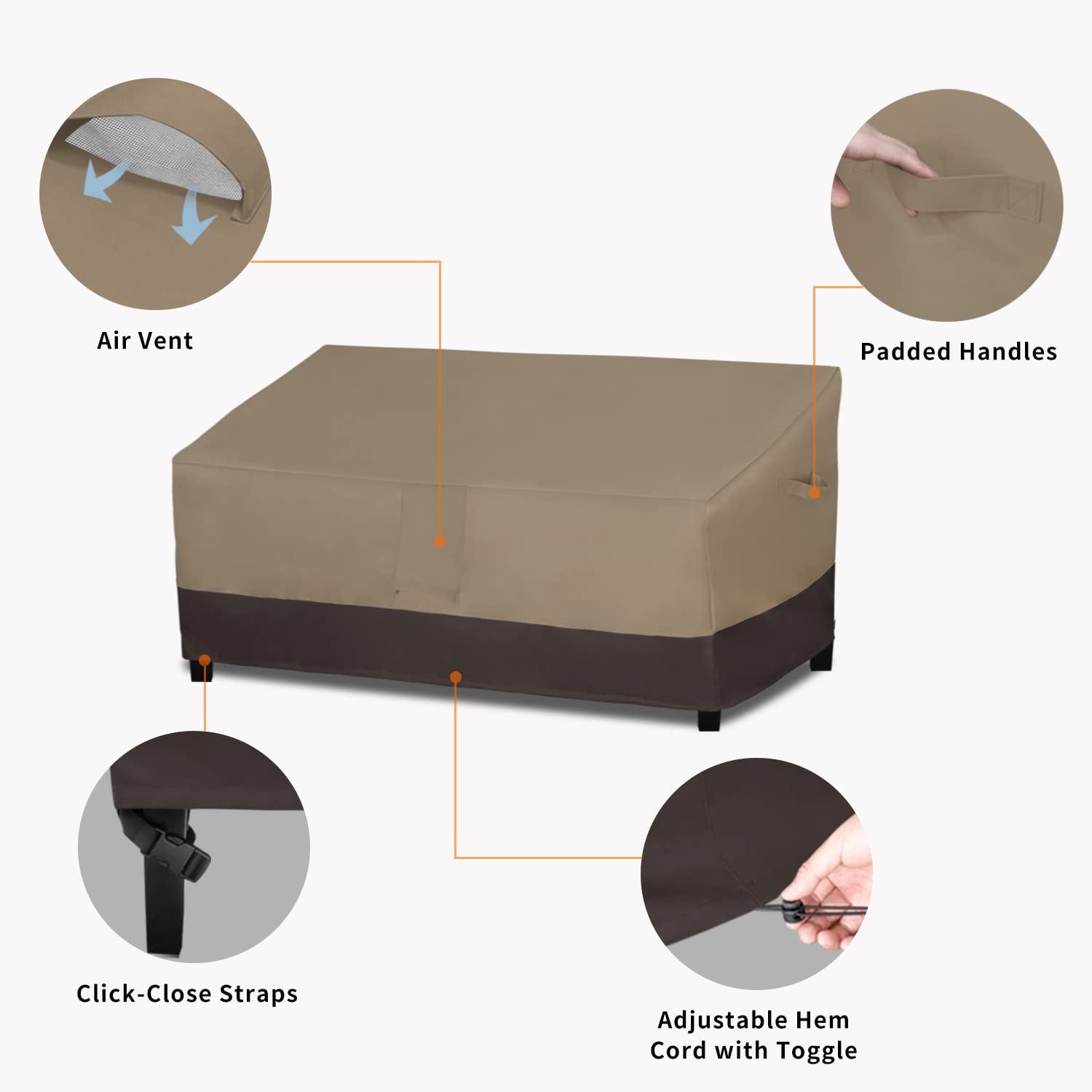 Easy-Going loveseat cover secured with click-close straps