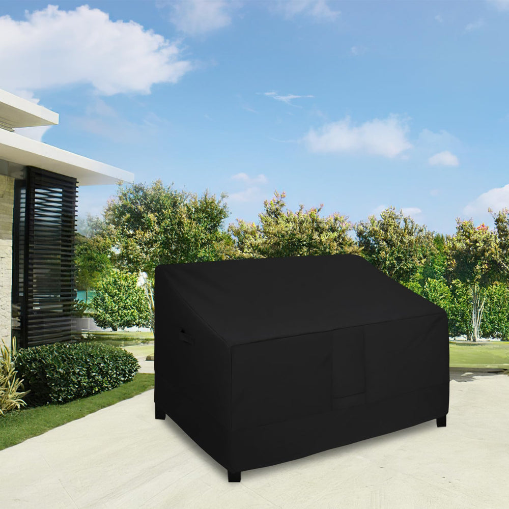 Easy-Going Loveseat Cover showing click-close buckle detail