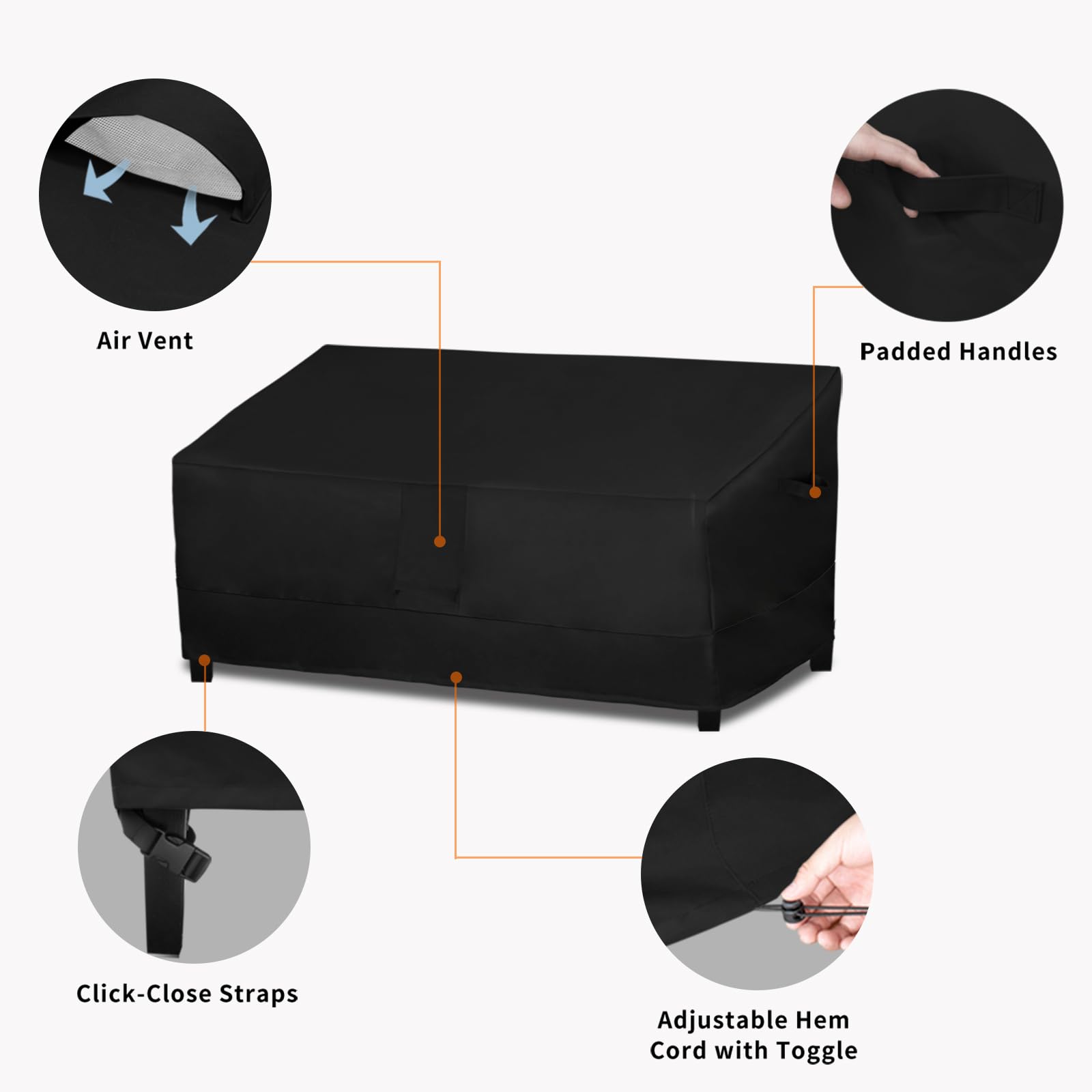 Easy-Going Outdoor Bench Cover showing air vent feature
