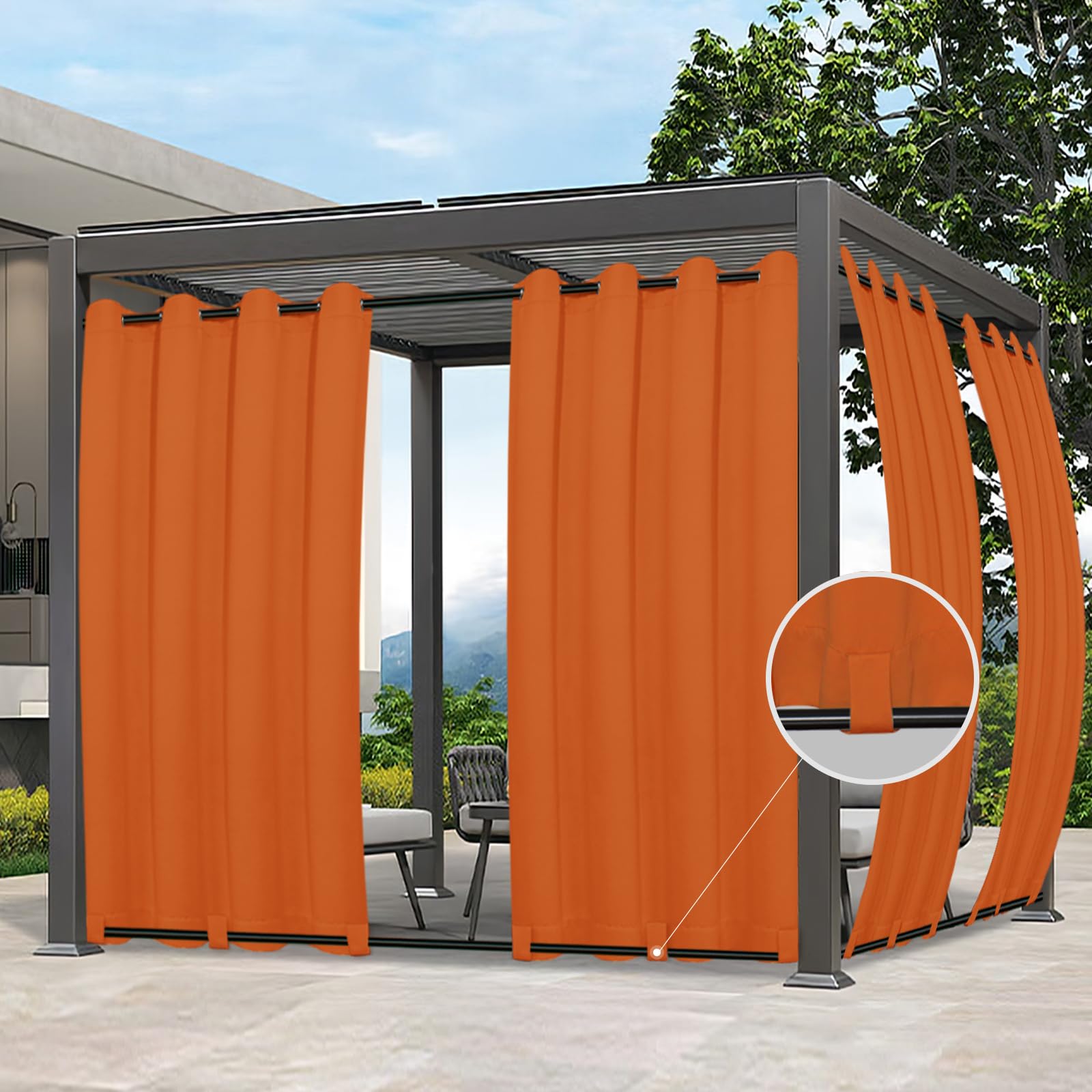 Easy-Going Outdoor Curtain Orange 54x120 inch front view
