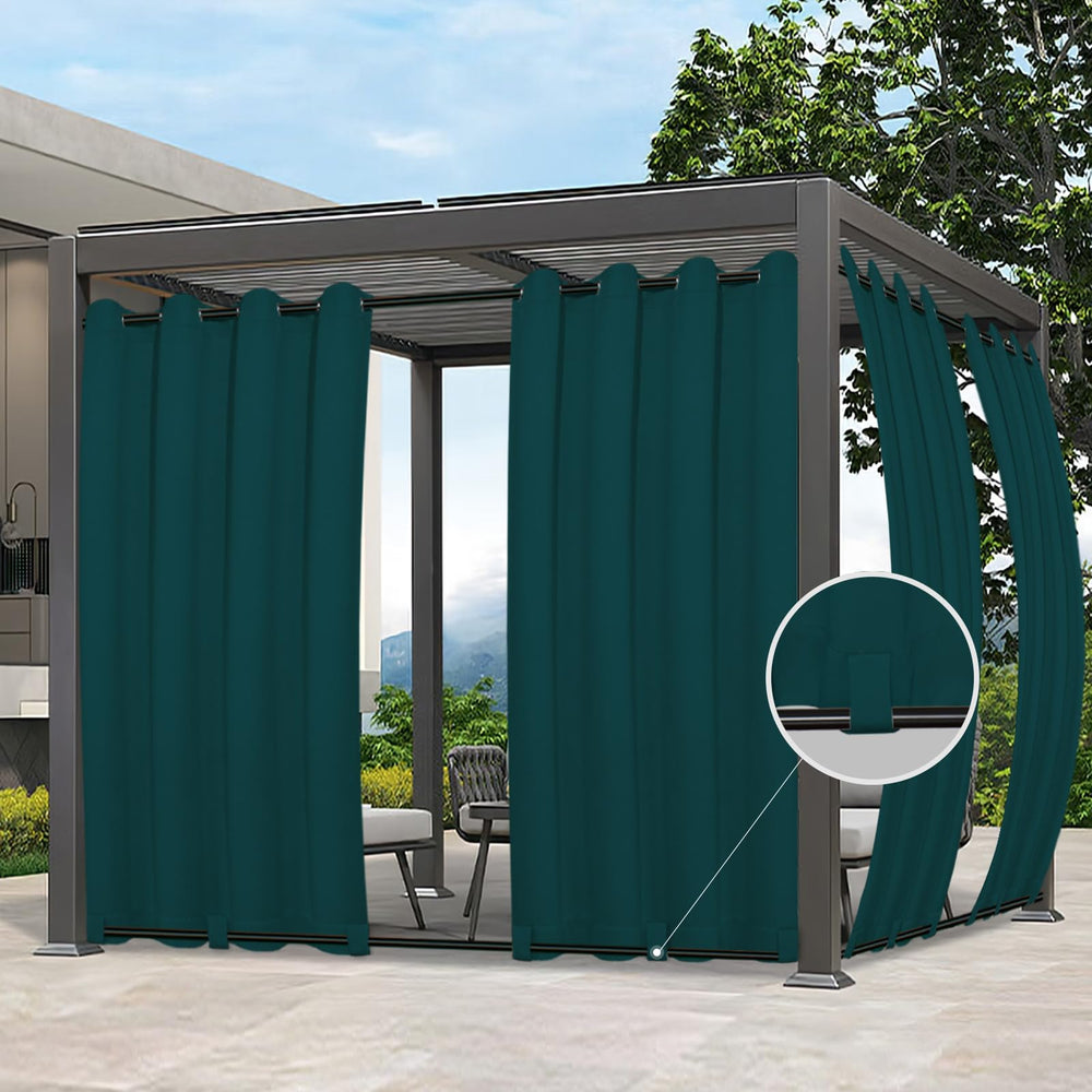 Easy-Going Outdoor Curtain teal colour front view