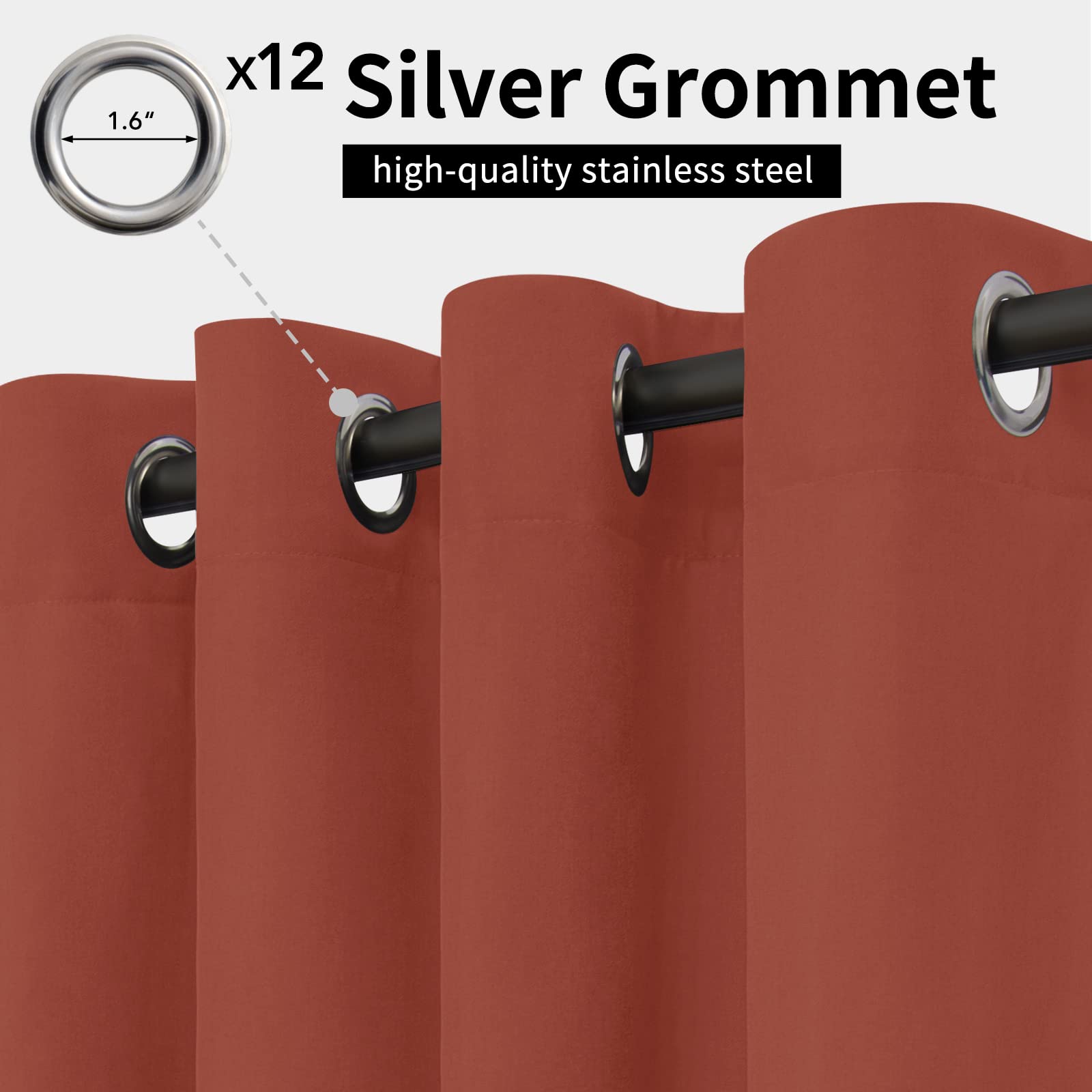 Easy-Going Outdoor Curtain Terra Red grommet detail