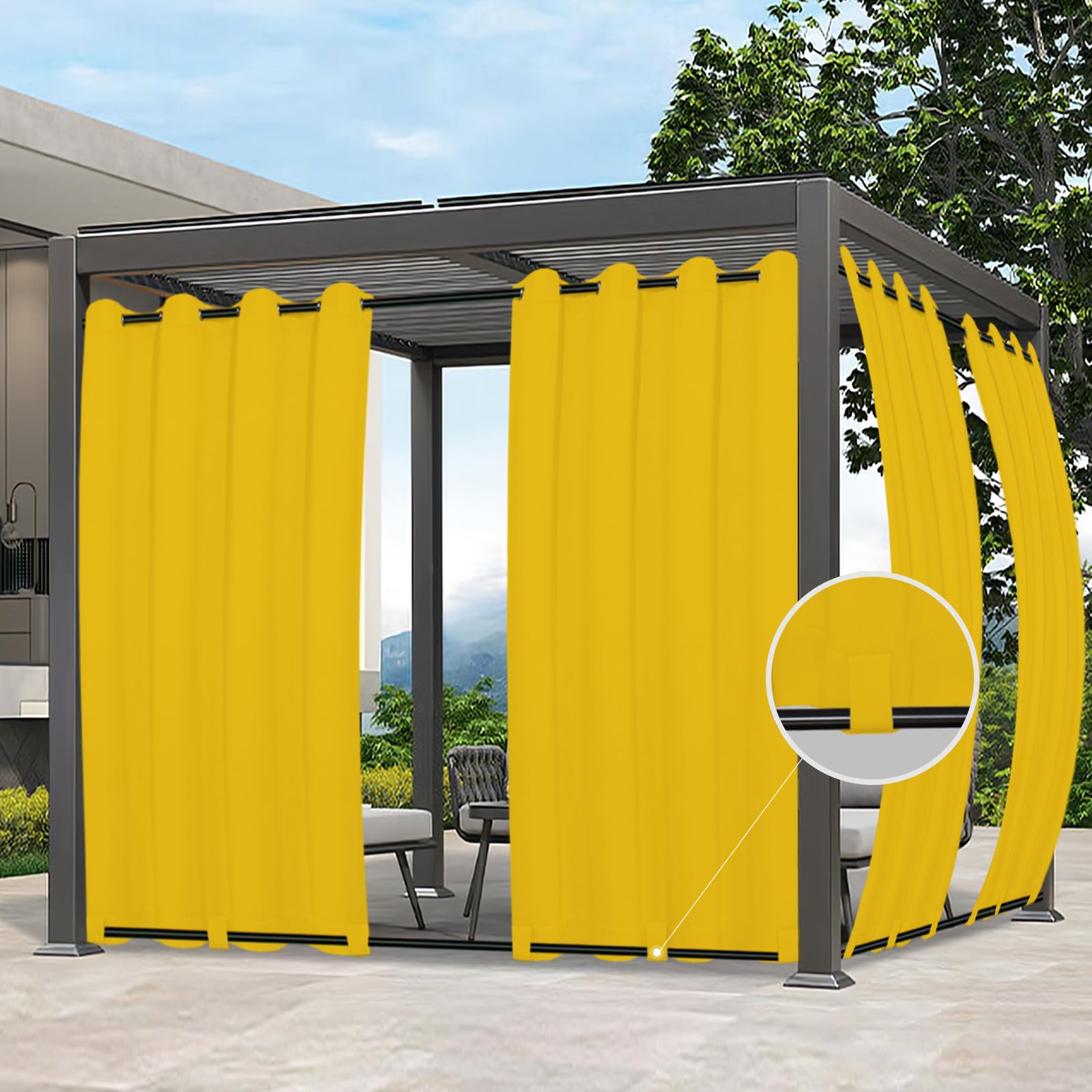 Easy-Going Outdoor Curtain yellow panel front view 54x96 inch
