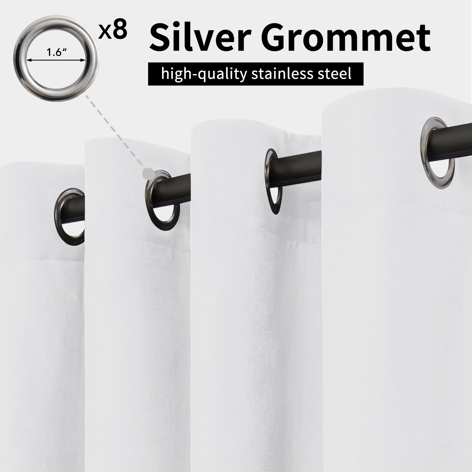 Easy-Going Outdoor Curtains 54x96 inch white panel side view