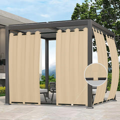 Easy-Going Outdoor Curtains beige panel front view