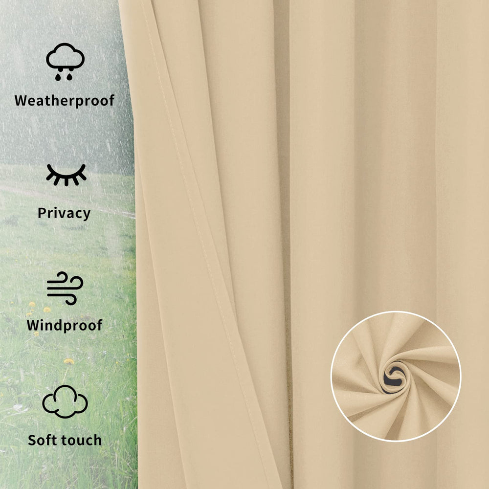 Easy-Going Outdoor Curtains beige showing grommet details