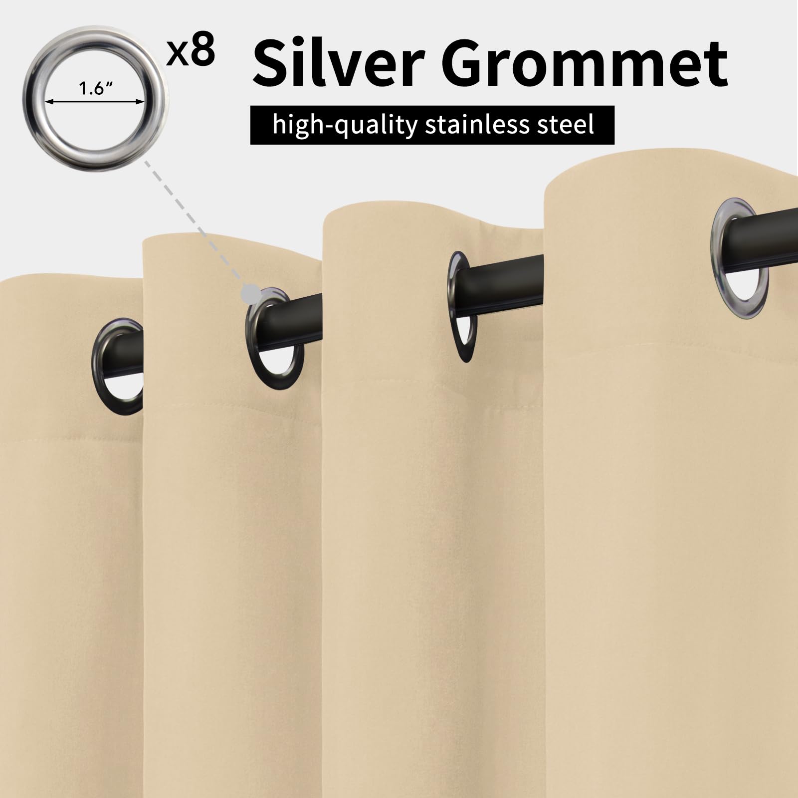 Easy-Going Outdoor Curtains beige with grommets