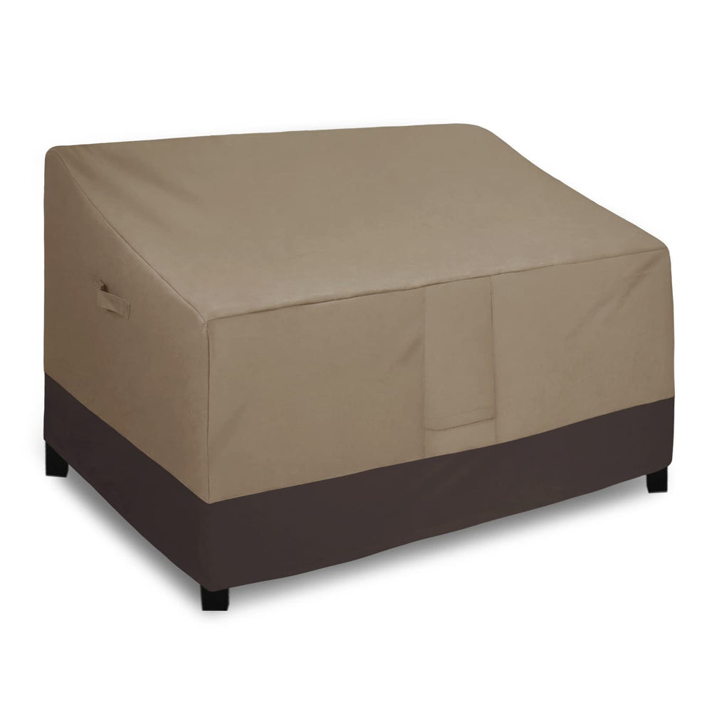 Easy-Going Outdoor Loveseat Cover in Camel colour, front view