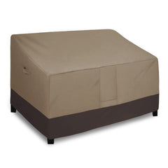 Easy-Going Outdoor Loveseat Cover in Camel colour, front view