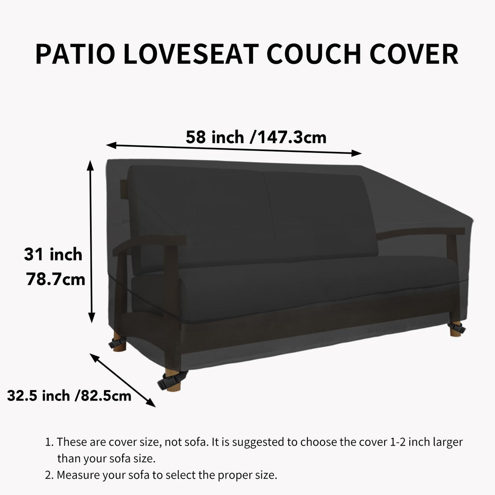 Easy-Going Outdoor Loveseat Cover side view with fabric handles