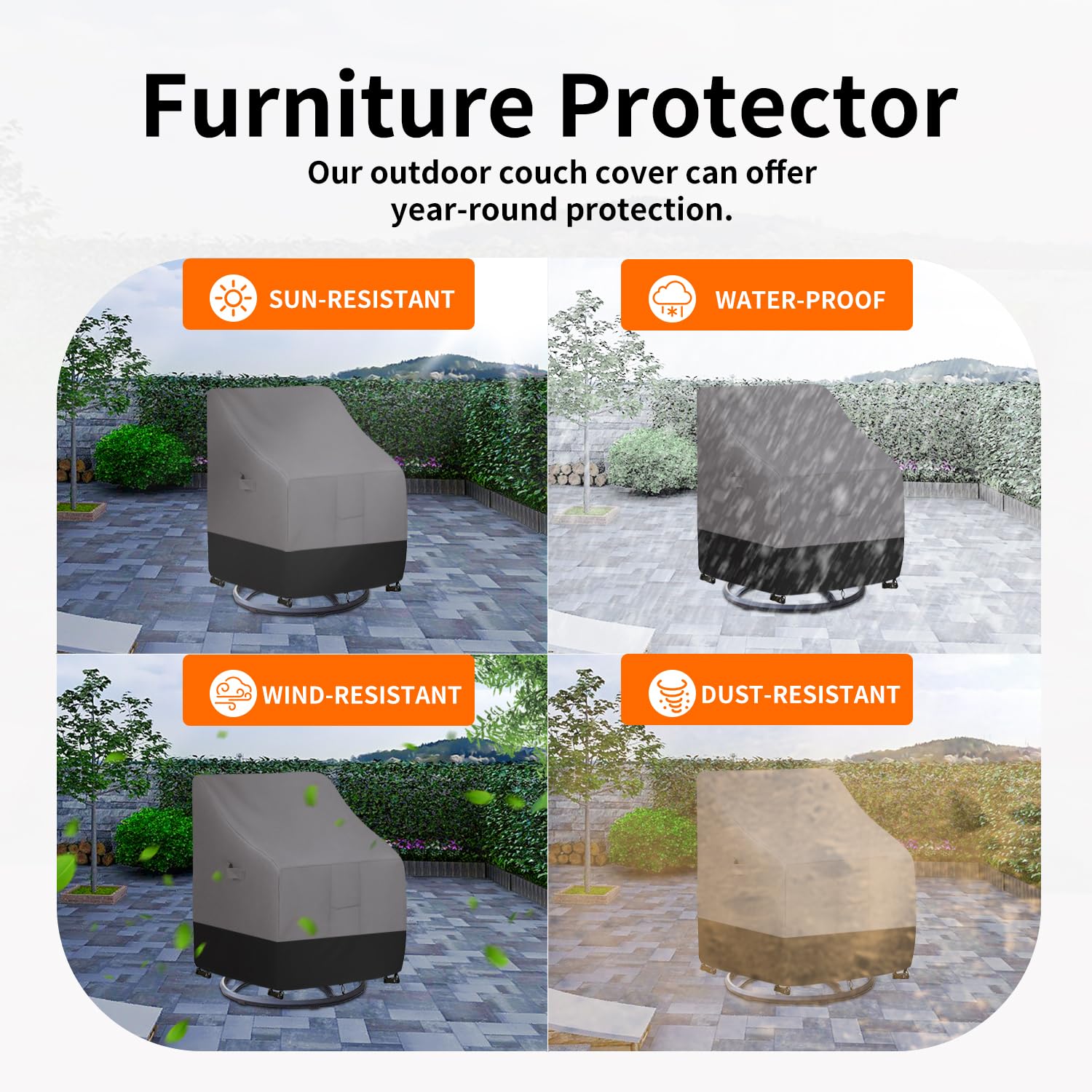 Easy-Going outdoor swivel chair cover side view